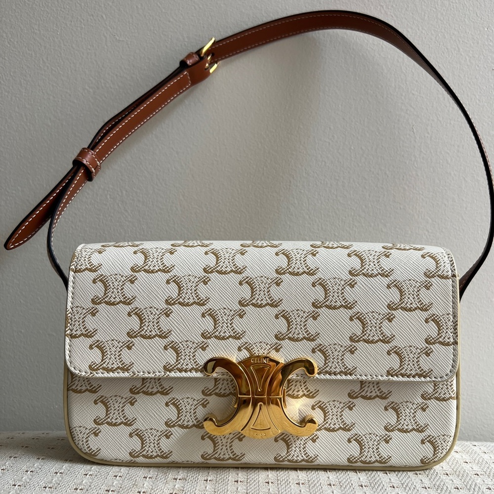Celine shoulder bag in Triomphe canvas and calfskin